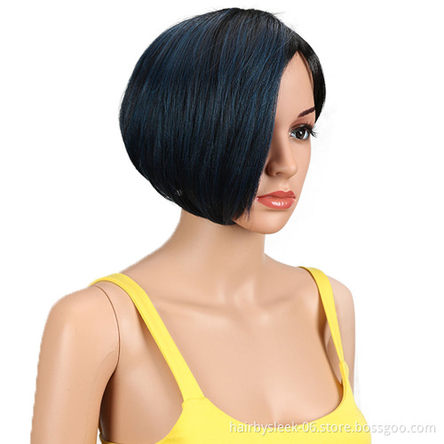 Rebecca fashion brand 12 Inches Short cut For Black Women Heat Resistant 3 kind of Colors Blonde Wigs  Synthetic Hair Wigs